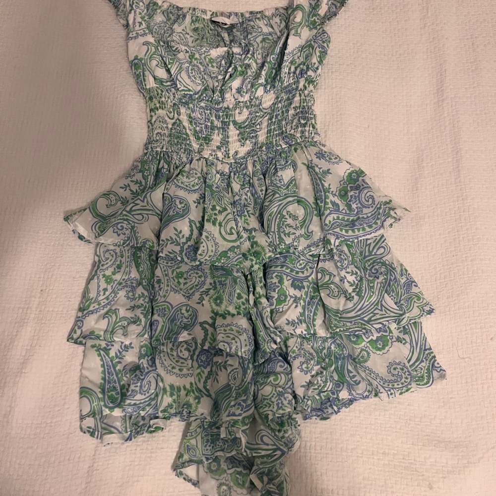 Sky to Moon Paisley Dress in Green and Blue
